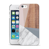 DYEFOR WOODEN MARBLE GEOMETRIC HARD BACK PHONE CASE COVER FOR APPLE IPHONE 5 5S