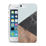 DYEFOR WOODEN MARBLE GEOMETRIC HARD BACK PHONE CASE COVER FOR APPLE IPHONE 5 5S