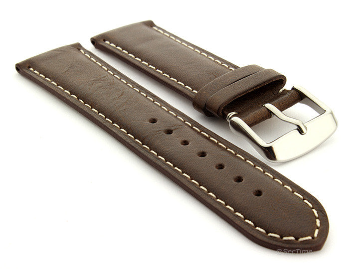 Genuine Leather Watch Strap Band TWISTER Mens Stainless Steel Buckle