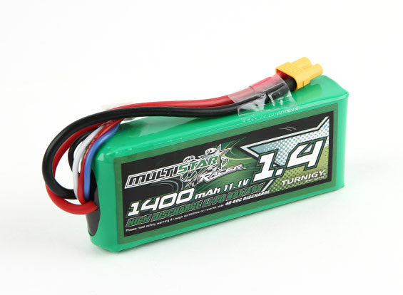 MultiStar Racer Series 1400mAh 3S 40-80C Multi-Rotor Lipo Pack For FPV Minis