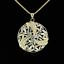 14k Solid Yellow and White Gold Leaf Design Swirl Circle Pendant