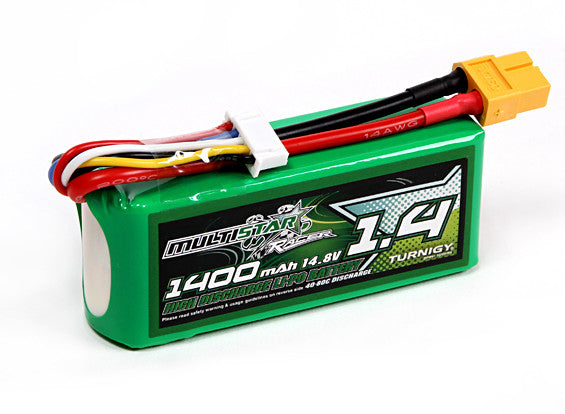 MultiStar Racer Series 1400mAh 4S 40-80C Multi-Rotor Lipo Pack For FPV Minis