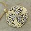 14k Solid Yellow and White Gold Leaf Design Swirl Circle Pendant