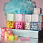 4 NEW YELLOW BABY BLOCKS PLASTIC FAVOR BOXES SPELL OUT BABY TRANSPARENT ACRYLIC