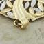14k Solid Yellow and White Gold Leaf Design Swirl Circle Pendant