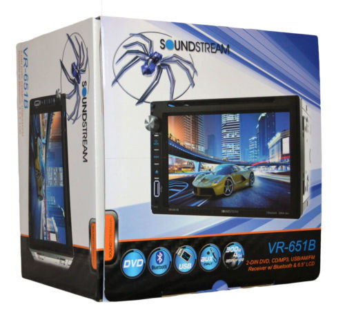 SoundStream Double Din CD DVD 2Din In-Dash 6.5" Bluetooth Car Stereo VR-651B