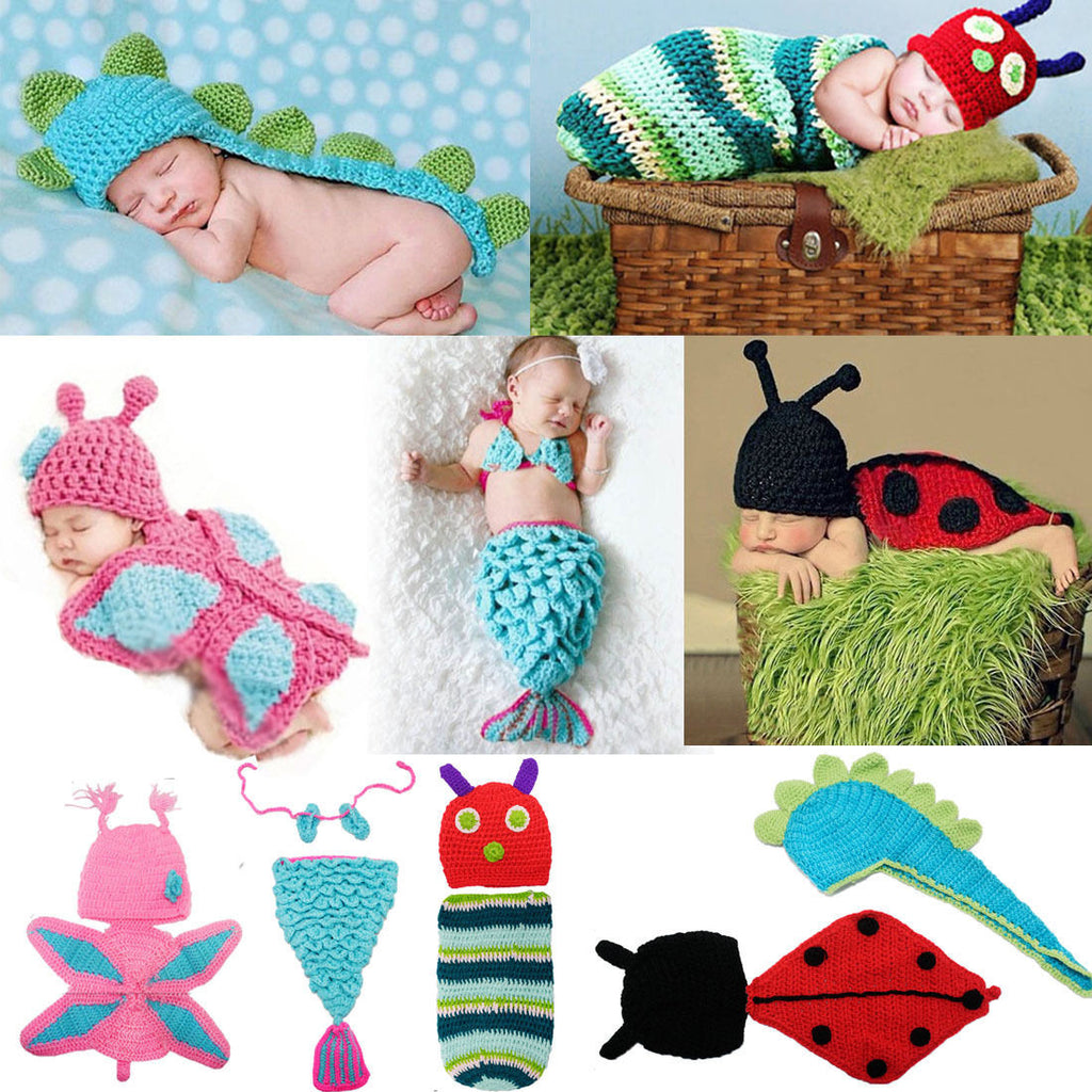 Newborn Baby Girl Boy Crochet Knit Costume Photo Photography Prop Hats Outfits