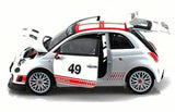 Fiat Abarth 500 #49 White Bburago 28101 1/24 scale Diecast Model Toy Car