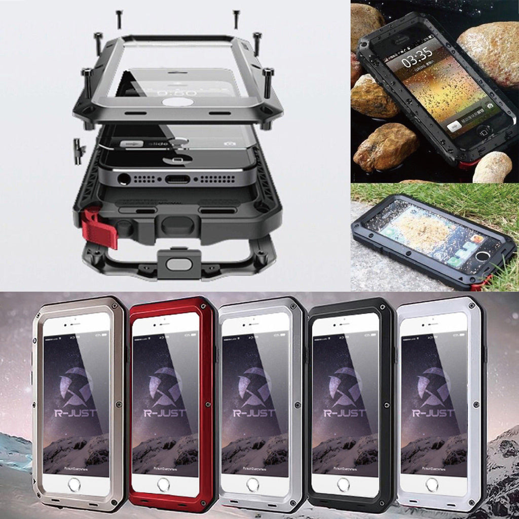 Shockproof Aluminum Glass Metal Case Cover for iPhone 5s 6 & 6 Plus