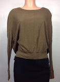 VINCE Olive Green 100% Cotton Long Sleeve Oversized Hi-lo Sweater Knit Top