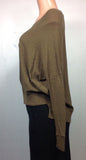 VINCE Olive Green 100% Cotton Long Sleeve Oversized Hi-lo Sweater Knit Top