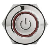 16mm 12V Latching Push Button Power Switch Aluminum Metal Red LED Waterproof
