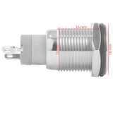 16mm 12V Latching Push Button Power Switch Aluminum Metal Blue LED Waterproof