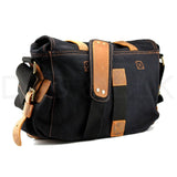 Men Vintage Style Canvas Leather Satchel School Military Shoulder Messenger Bag