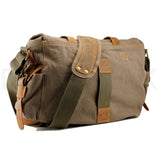 Men Vintage Style Canvas Leather Satchel School Military Shoulder Messenger Bag