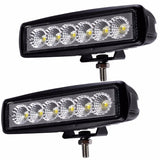 2pcs 6INCH 18W LED WORK LIGHT BAR 4WD Spot Beam Offroad Driving Fog Lamp ATV SUV