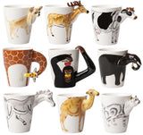 3D Hand Painted Animal Design Tea Coffee Ceramic Mugs
