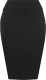 Womens Plain Bodycon Pencil High Waisted Ladies Stretch Midi Skirt 8 - 14