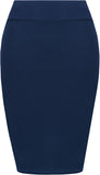 Womens Plain Bodycon Pencil High Waisted Ladies Stretch Midi Skirt 8 - 14