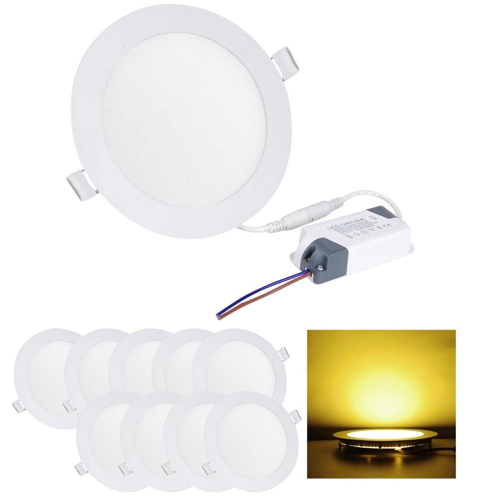10pcs 12W Round LED Recessed Ceiling Panel Down Lights Bulb Lamp For Indoor Home