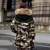 Womens Camouflage Duck Down Cotton Long Jacket Coat Trench Outwear Padded Parka