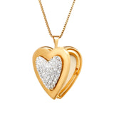 Heart Locket Pendant with Swarovski Crystal in 14K Gold Over Sterling Silver