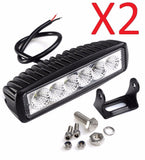 2pcs 6INCH 18W LED WORK LIGHT BAR 4WD Spot Beam Offroad Driving Fog Lamp ATV SUV