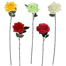 Large Plastic Premium Open Rose! Fake Flowers Silk Single Stem Artificial