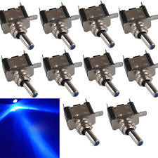 10Pcs 12V 20A Blue LED Light Rocker Toggle Switch SPST ON/OFF Car Truck Boat