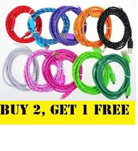Strong Fabric Braided Micro USB Charger Cable Data Sync Lead SAMSUNG Galaxy,Sony