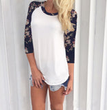 Womens Long Sleeve Shirt Casual Lace Blouse Loose Cotton Tops T Shirt