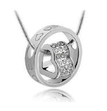 Silver Crystal Heart Pendant Necklace