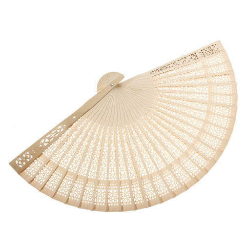 Ladies Sandalwood Hand Fan Wooden Holiday Wedding Party Cool Hot Sun Gift