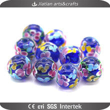 14mm round lampwork blue glass beads wholesale for jewelry making