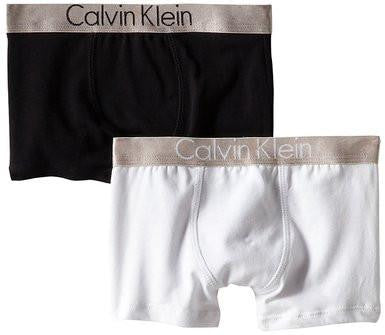 Calvin Klein Big Boys' CK 2 PK Trunk 3, Assorted, Large 12/14 (CK003)