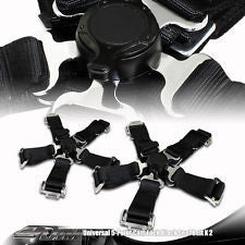 2x Universal Black 5-Point Camlock Safety Harness Sport Racing Seat Belt