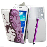 FLORAL LILAC FLIP PU LEATHER CASE COVER POUCH FOR NEW MOBILE PHONES