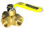 3 Way Brass Ball Valve, Full L-Port 1/2"