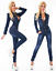 Women's Long Sleeve Stretch Denim Jeans Jumpsuit Overall - XS / S / M / L / XL