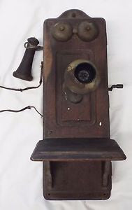 Old Antique KELLOGG Chicago, IL Hand Crank Wooden Oak WALL TELEPHONE Pat. 1901