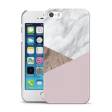 DYEFOR WOODEN MARBLE GEOMETRIC HARD BACK PHONE CASE COVER FOR APPLE IPHONE 5 5S