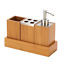 Toothbrush Holder Soap Dispenser Caddy Bamboo Trio Set Bath Shower Accessory