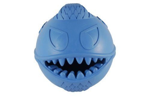 Jolly Pets Monster Ball Bounces Safety Rubber Hide Treats Pet Dogs Toy 2.5" Blue