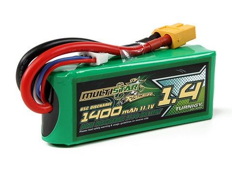 MultiStar Racer Series 1400mAh 3S 65C Lipo Pack For FPV Minis (Gold Spec)