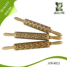 Cooking Kitchen Fondant Wholesale Food Grade Wooden Embossing Dinosaur Pattern Rolling Pin