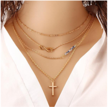 2016 Fashion Jewelry 2016 gold jewelry 18k plated cross pendnat necklace for women beads