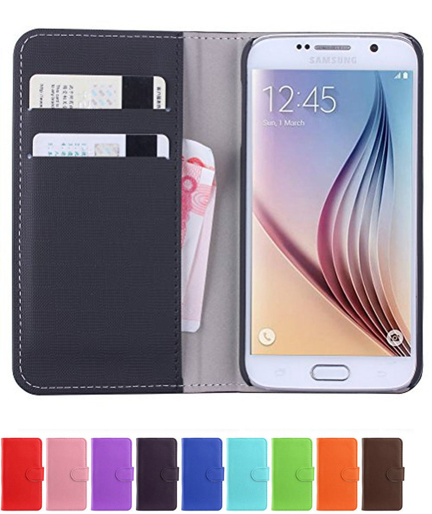 Slim & Smart LEATHER WALLET Magnetic FLIP CASE COVER FOR Samsung Galaxy S6