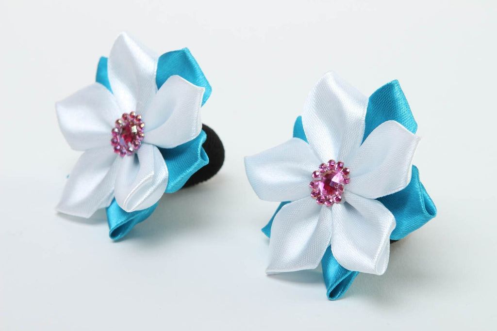 Handmade hair accessories kanzashi flowers hair ties flower hair accessories