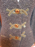 ANTHROPOLOGIE HWR Monogram Brown Boucle Wool Blend Velvet Cardigan sweater