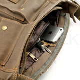 Men Vintage Style Canvas Leather Satchel School Military Shoulder Messenger Bag